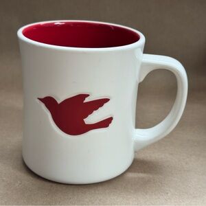 Starbucks 2008 Holiday Embossed Red Dove Coffee Mug. 12 fl oz.